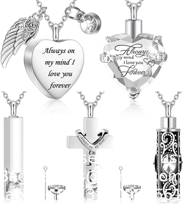 Urn Ketting Voor As Herinneringsstuk Verbranding Hart Kruis Kubische Sieraden Voor As Roestvrij staal Herdenkings medaillon As