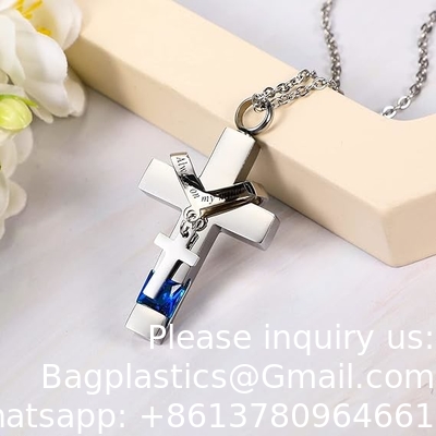 Urn Ketting Voor As Herinneringsstuk Verbranding Hart Kruis Kubische Sieraden Voor As Roestvrij staal Herdenkings medaillon As