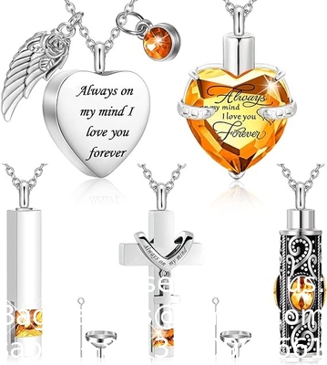 Urn Ketting Voor As Herinneringsstuk Verbranding Hart Kruis Kubische Sieraden Voor As Roestvrij staal Herdenkings medaillon As