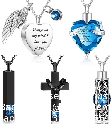 Urn Ketting Voor As Herinneringsstuk Verbranding Hart Kruis Kubische Sieraden Voor As Roestvrij staal Herdenkings medaillon As