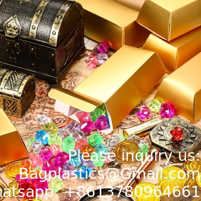 Goudstaven Valse bar cadeaubon Gouden feest Favoriet Chocolade Gouden munten Folie Schatsteen Papierdozen Halloween feest