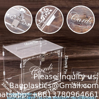 Acrylische trouwkaartdoos Geldpostgeschenkdoos Houder, duidelijke kaartdoos Grote brievenverpakkingsdozen met slot en slot