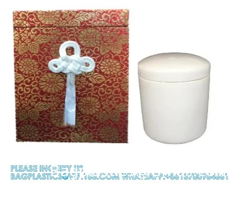 Japanse begrafenis houten urn botten doos en zak met bloemen patroon begrafenis souvenir asdoos en botten zak