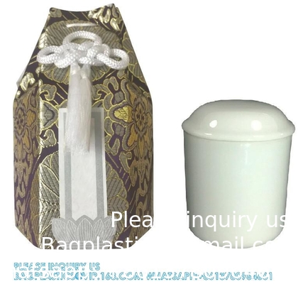 Japanse begrafenis houten urn botten doos en zak met bloemen patroon begrafenis souvenir asdoos en botten zak