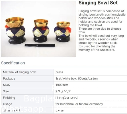 Japan Begrafenis Metalen Messing Klok Set Sing Bowl High Grade Japanse stijl Boeddhistische Metalen Klok Bowl Set