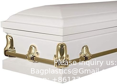 Kist Orion-serie Staal kist (wit en goud) Handgemaakte begrafeniskist - wit en goud afwerking met witte crepe
