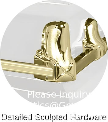 Kist Orion-serie Staal kist (wit en goud) Handgemaakte begrafeniskist - wit en goud afwerking met witte crepe