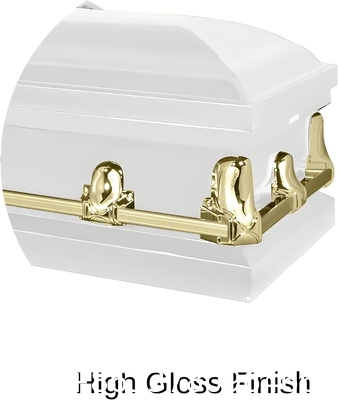 Kist Orion-serie Staal kist (wit en goud) Handgemaakte begrafeniskist - wit en goud afwerking met witte crepe