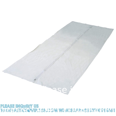 Lijkzak, wit vinyl, 36&quot; breed x 90&quot; lang, middenlengte rits lijkzak