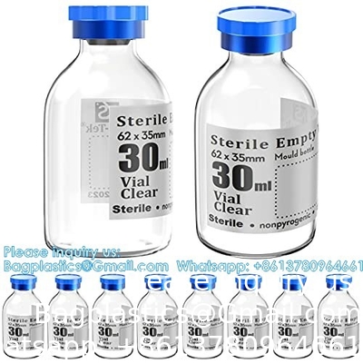 Steriele lege flacons met zelfherstellende injectiepoort, met afklapbare aluminium dop,Steriele verpakking (30 ml,10)