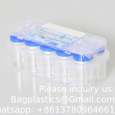 5 ml steriele glazen flacons, 10 verpakkingen Steriele lege flacon met zelfherstellende injectiepoort en flip top cap, steriele verpakking
