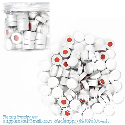 20 mm Flip Top Caps Aluminium-Plastic Zwarte Caps voor Glas Fles Crimp Caps met wit PTFE en rode Silicone Septa