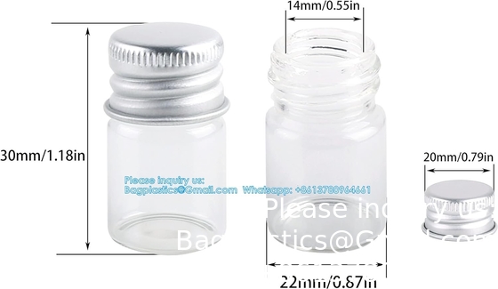 100 sets kleine glazen flessen met aluminium dop schroef bovendoorkap 5 milliliter kleine flesjes