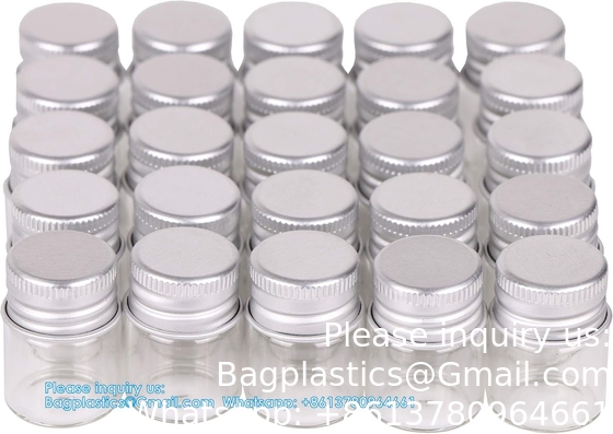 100 sets kleine glazen flessen met aluminium dop schroef bovendoorkap 5 milliliter kleine flesjes