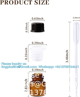 Glas etherische oliën Proefflessen met zwarte doppen voor etherische oliën, parfums en laboratoriumchemische stoffen 30 ml meetbeker