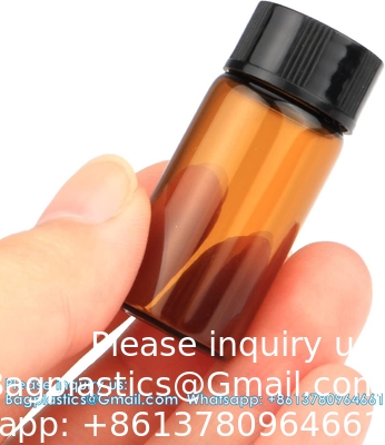 Olieflessen voor essentiële oliën, 36 stuks 2 ml (5/8 drams) Amber glasflessen Flessen, orifice reducers en zwarte doppen