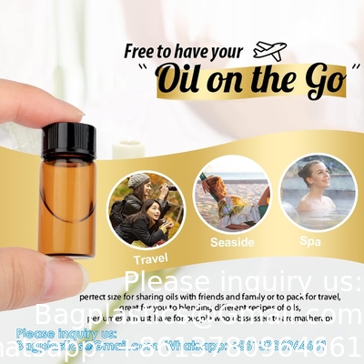 Olieflessen voor essentiële oliën, 36 stuks 2 ml (5/8 drams) Amber glasflessen Flessen, orifice reducers en zwarte doppen