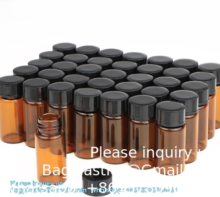 Olieflessen voor essentiële oliën, 36 stuks 2 ml (5/8 drams) Amber glasflessen Flessen, orifice reducers en zwarte doppen