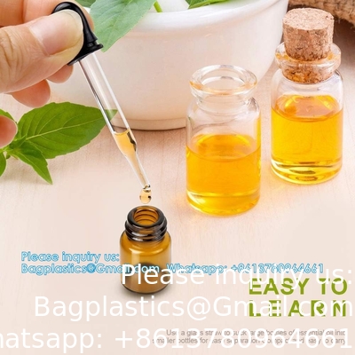 Olieflessen voor essentiële oliën, 36 stuks 2 ml (5/8 drams) Amber glasflessen Flessen, orifice reducers en zwarte doppen