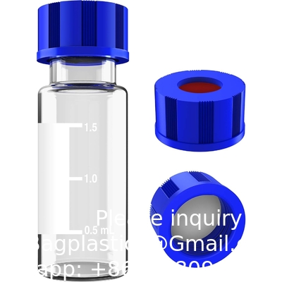 2 ml auto-monsterflacons met schrijfgebied en afstudeerpunten, 9-425 HPLC, schroefkap, wit PTFE &amp; rood siliconen Septa
