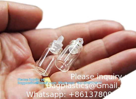 Mini Kleine doorzichtige glazen flessen Vials Kleine pot met plastic stop Miniatuur fles Boodschap fles Geschenk DIY decoratie