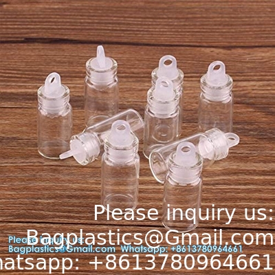 Mini Kleine doorzichtige glazen flessen Vials Kleine pot met plastic stop Miniatuur fles Boodschap fles Geschenk DIY decoratie