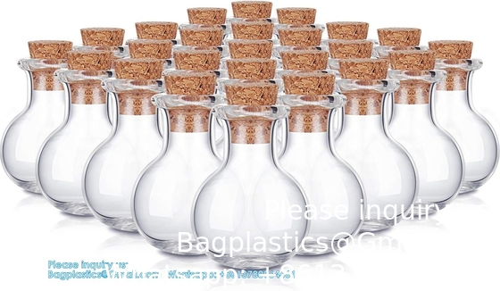 Kleine mini glazen flessen potten met kurkstop.Wishing fles Drifting fles trouwfeest DIY