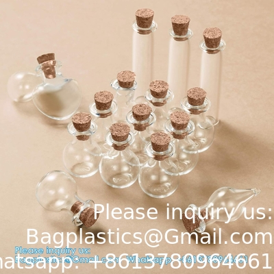 Kleine mini glazen flessen potten met kurkstop.Wishing fles Drifting fles trouwfeest DIY