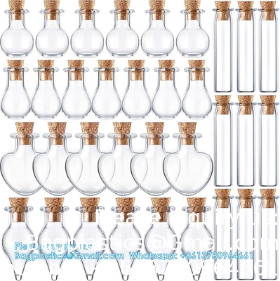 Kleine mini glazen flessen potten met kurkstop.Wishing fles Drifting fles trouwfeest DIY