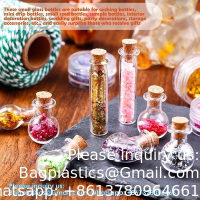 Kleine mini glazen flessen potten met kurkstop.Wishing fles Drifting fles trouwfeest DIY