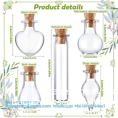 Kleine mini glazen flessen potten met kurkstop.Wishing fles Drifting fles trouwfeest DIY