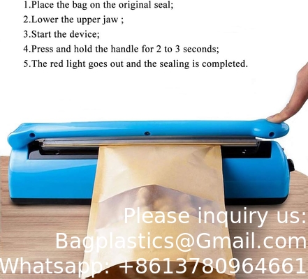 Impulse Bag Sealer, Impulse Heat Sealer, Manual Poly Bag Heat Sealer Heat Sealer Closer met 1 vervangende kit