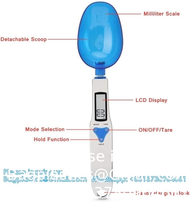 Keukenschaal Lepel Grammeterschaal, 500g/0,1g Blauw schattig Digitaal Gewichtsschaal Lepel Milligrammeterschaal