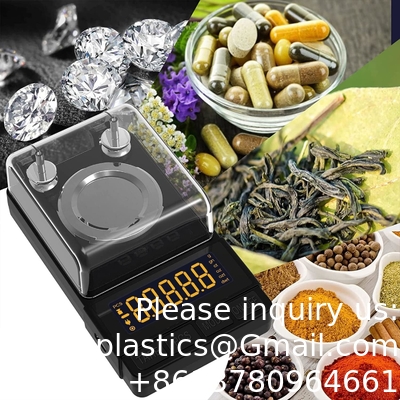 Digitale milligramschaal 50g/0.001g, Compacte Mg-schaal met 20g kalibratiegewicht en accessoires, zwarte poederschaal