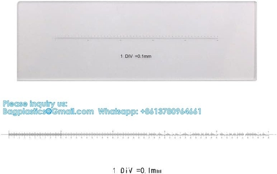 Laboratoriummicroscoop glijbanen DIV 0,1 mm Kalibratie glijbaan Lengte 50 mm Horizontale schaal Regelaar-lineaire schaal fase micrometer