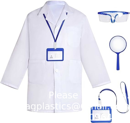 Arts Wetenschapper kostuum kinderen Lab jas en bril kinderen kleden kit met identiteitskaart vergrootglas voor Halloween