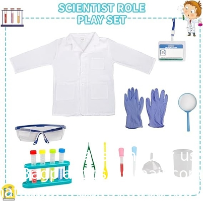 Wetenschapper kostuum voor kinderen Lab jas met wetenschappelijk experiment kit Dress Up &amp; Pretend Play voor jongens meisjes leeftijd 4-8