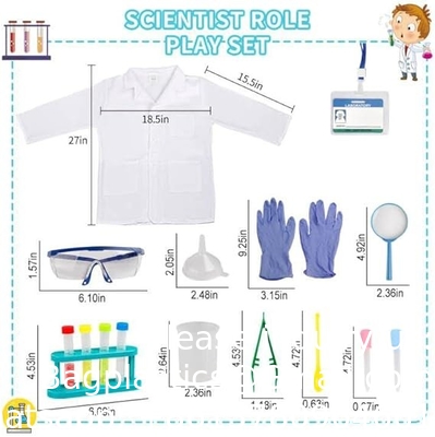 Wetenschapper kostuum voor kinderen Lab jas met wetenschappelijk experiment kit Dress Up &amp; Pretend Play voor jongens meisjes leeftijd 4-8