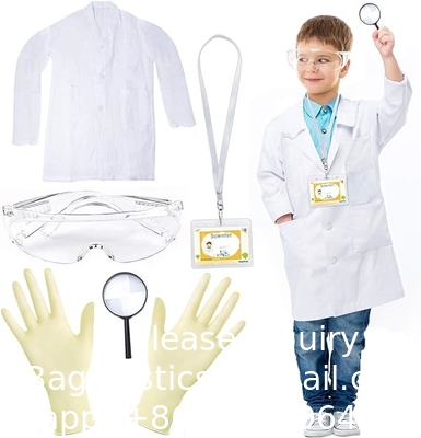 Kinderen Wetenschapper Lab jas kostuum kleden met een bril ID-kaart Wetenschappelijk experiment voor 3-10 jaar