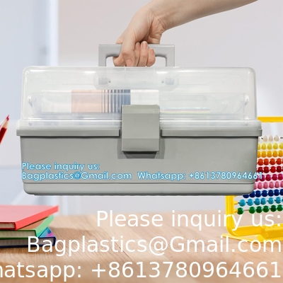 Naaidoos Drie lagen, plastic ambachtelijke organisatoren en opslag, multifunctionele ambachtelijke doos/organisatordoos/eerste hulp