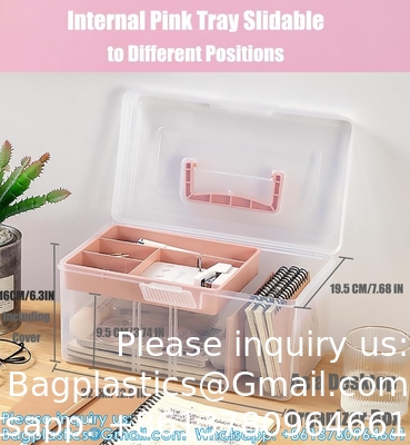 Kantorenbenodigdheden Art &amp; Craft Storage Box, Naaibox Organisator Grote met een verwijderbare schuif, Draagbaar