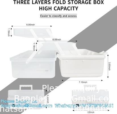 Craft organiser opslagdoos met 3 lagen, multifunctionele plastic gereedschapskist met handvat voor naaien, make-up, geneeskunde