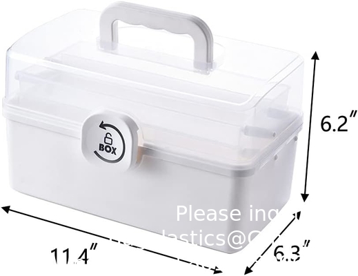 Doos met drie lagen vouwbak, gereedschapsorganisator, draagbare koffer, draagbare vergrendelbare container voor kunst, ambachten, cosmetica