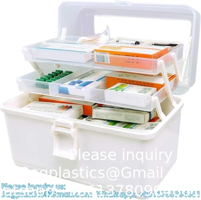 Doos met drie lagen vouwbak, gereedschapsorganisator, draagbare koffer, draagbare vergrendelbare container voor kunst, ambachten, cosmetica