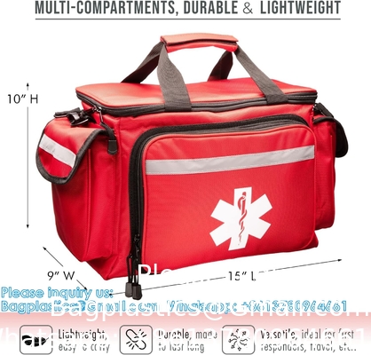 Professionele rode lege EHBO medische tas, 15&quot;X10&quot;X9&quot;, Multi Compartment EHBO-drager voor EMT