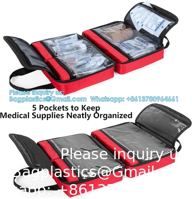 Kleine EHBO-tas lege draagbare noodpakketten Trauma-tas, ideaal voor auto, huis, kamperen en wandelen, rode tas