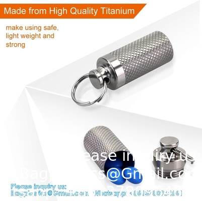 Sleutelhanger Pillenhouder (2 verpakkingen), Titanium Minsize Waterdichte Pillenvat/ Koffer voor Handtas of Pocket, Draagbaar Klein