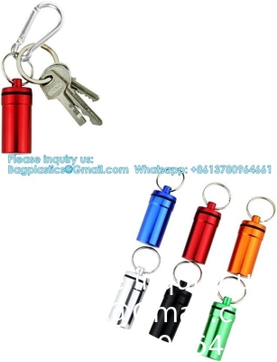 Sleutelhanger Pillenhouder (5 verpakkingen), Aluminium waterdicht Draagbaar klein reisgeneesmiddel Fles Hoesje Doos Container Voor Handtas