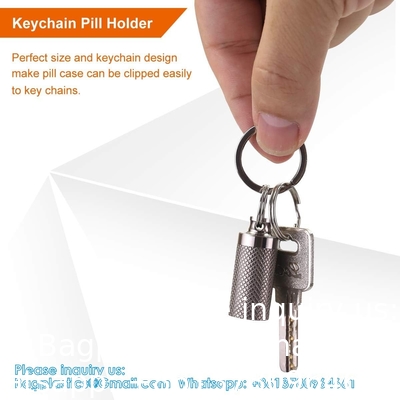 Sleutelhanger Pillenhouder (2 verpakkingen), Titanium Minsize Waterdichte Pillenvat/ Koffer voor Handtas of Pocket, Draagbaar Klein