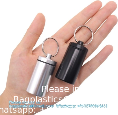 Sleutelhanger Pillenhouder (5 verpakkingen), Aluminium waterdicht Draagbaar klein reisgeneesmiddel Fles Hoesje Doos Container Voor Handtas